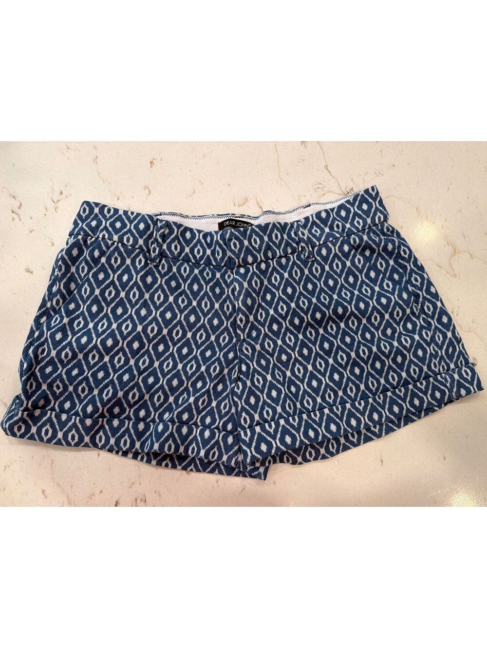 Dear John Denim Women's Blue with White Diamond Pattern Shorts Size 32